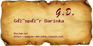 Gáspár Darinka névjegykártya